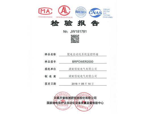 BRPOWER2000配电自动化系统监控终端检验报告